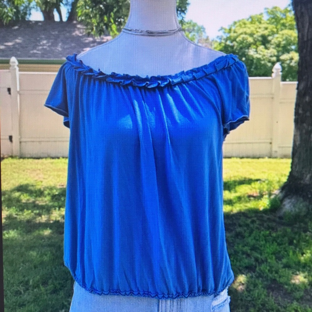 Blue Off-Shoulder Top